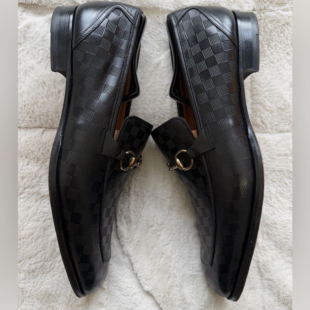 $449 Mezlan Verona Horse Bit Black Checkered Leather Slip-On Loafers 10M - Picture 4 of 11